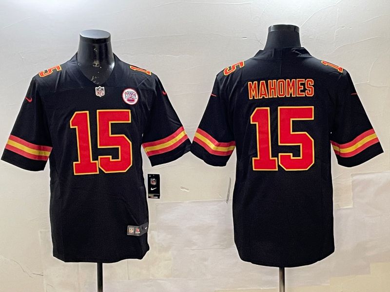 Men Kansas City Chiefs 15 Mahomes Black Second generations 2025 Nike Limited NFL Jersey style 209
